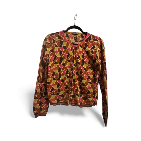 Mali Parmi Geometric Patterned Women's Button up Cardigan Sweater - Picture 2 of 11